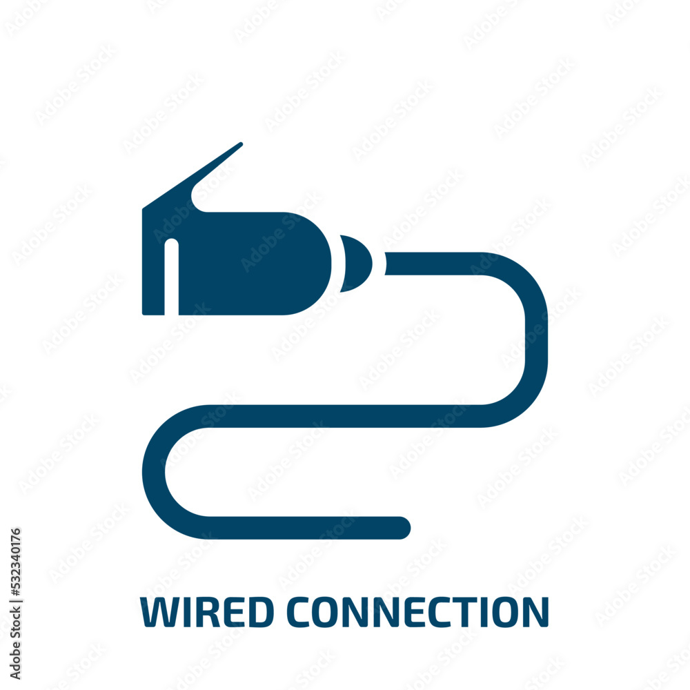 wired connection icon from technology collection. Filled wired connection, technology, connection glyph icons isolated on white background. Black vector wired connection sign, symbol for web design