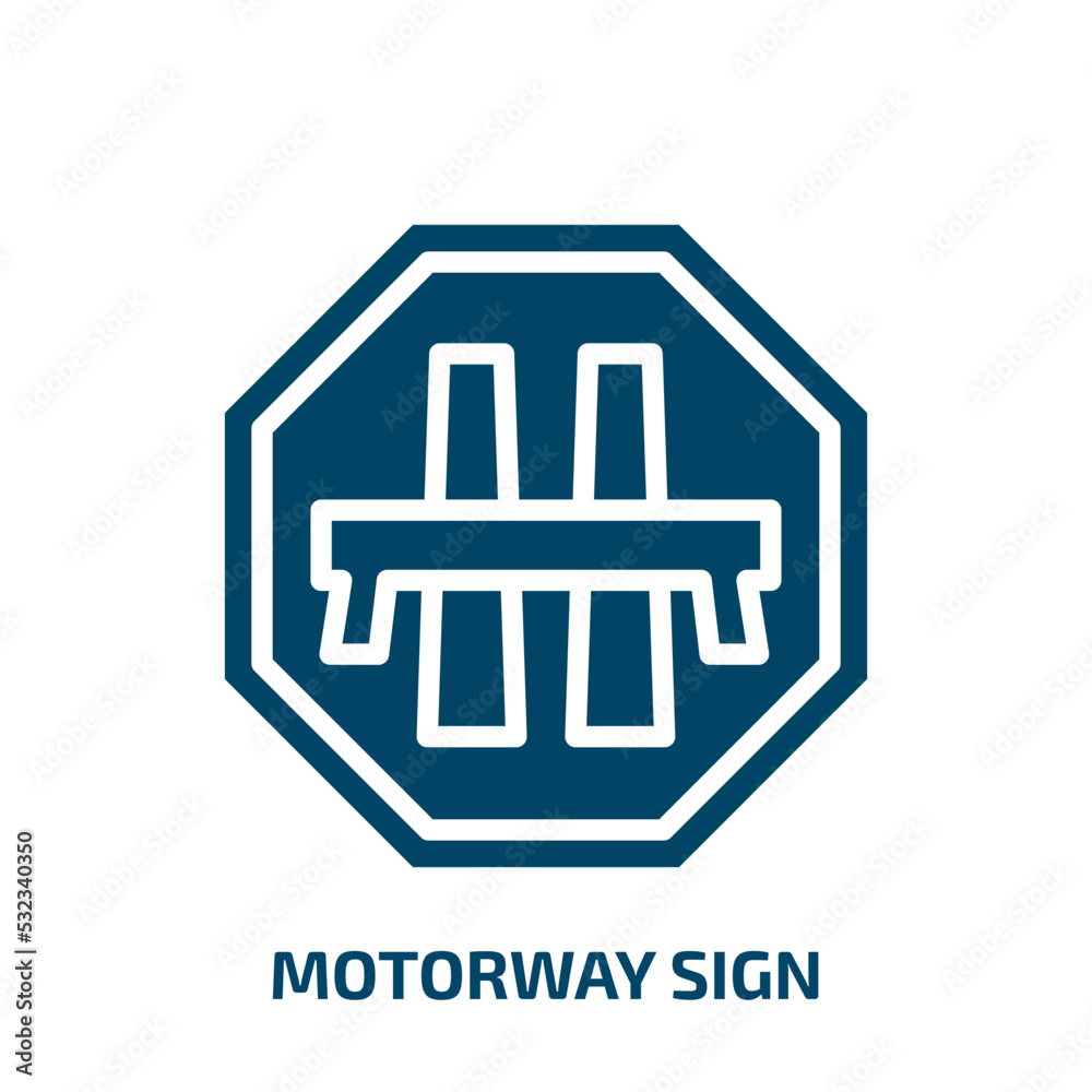 motorway sign icon from traffic signs collection. Filled motorway sign, road, motorway glyph icons isolated on white background. Black vector motorway sign sign, symbol for web design and mobile apps motorway sign icon from traffic signs collection. Filled motorway sign, road, motorway glyph icons isolated on white background. Black vector motorway sign sign, symbol for web design and mobile apps