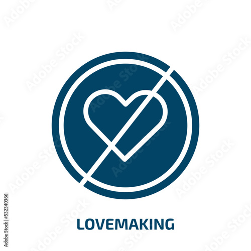 lovemaking icon from traffic signs collection. Filled lovemaking, restriction, no glyph icons isolated on white background. Black vector lovemaking sign, symbol for web design and mobile apps