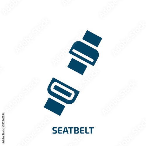seatbelt icon from transport collection. Filled seatbelt, belt, car glyph icons isolated on white background. Black vector seatbelt sign, symbol for web design and mobile apps