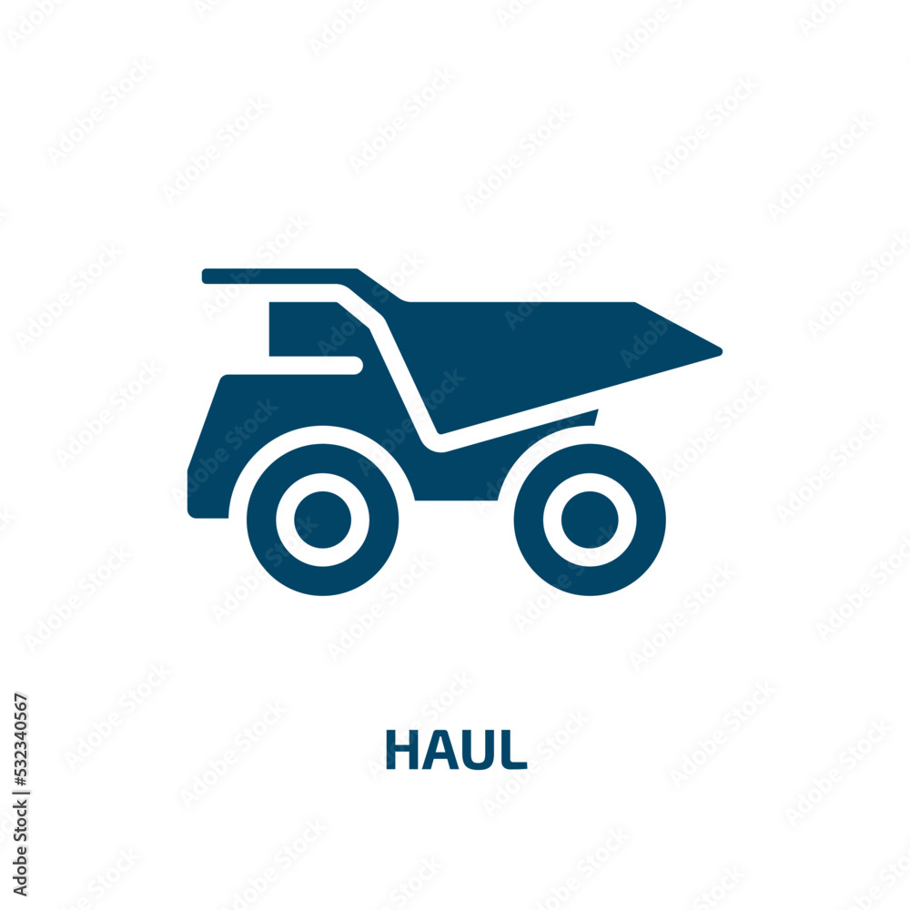 haul icon from transportation collection. Filled haul, truck, hauling glyph icons isolated on white background. Black vector haul sign, symbol for web design and mobile apps haul icon from transportation collection. Filled haul, truck, hauling glyph icons isolated on white background. Black vector haul sign, symbol for web design and mobile apps