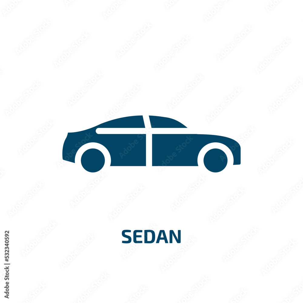 sedan icon from transportation collection. Filled sedan, auto, vehicle glyph icons isolated on white background. Black vector sedan sign, symbol for web design and mobile apps