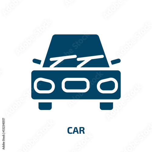 car icon from transportation collection. Filled car, service, vehicle glyph icons isolated on white background. Black vector car sign, symbol for web design and mobile apps