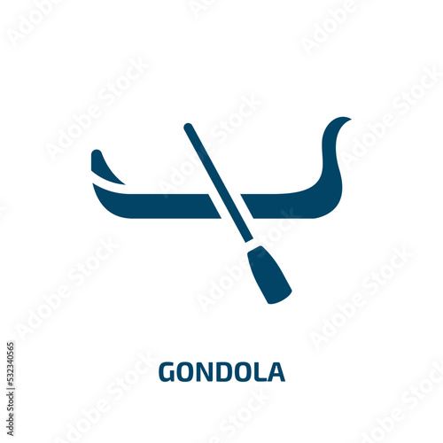 gondola icon from transportation collection. Filled gondola, venice, italy glyph icons isolated on white background. Black vector gondola sign, symbol for web design and mobile apps