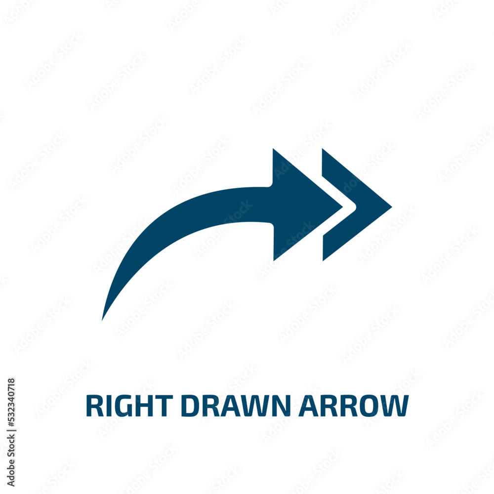 right drawn arrow icon from user interface collection. Filled right drawn arrow, down, up glyph icons isolated on white background. Black vector right drawn arrow sign, symbol for web design and right drawn arrow icon from user interface collection. Filled right drawn arrow, down, up glyph icons isolated on white background. Black vector right drawn arrow sign, symbol for web design and