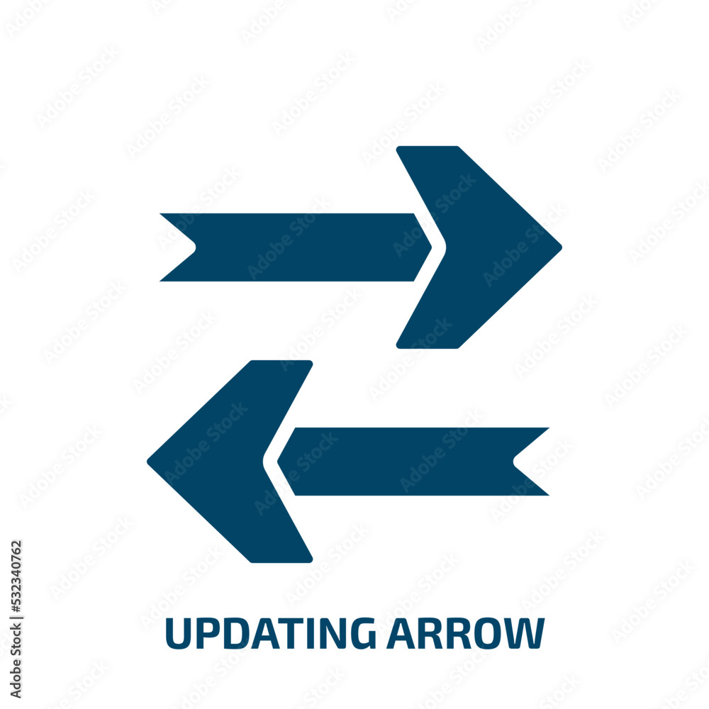 updating arrow icon from user interface collection. Filled updating arrow, update, refresh glyph icons isolated on white background. Black vector updating arrow sign, symbol for web design and mobile updating arrow icon from user interface collection. Filled updating arrow, update, refresh glyph icons isolated on white background. Black vector updating arrow sign, symbol for web design and mobile