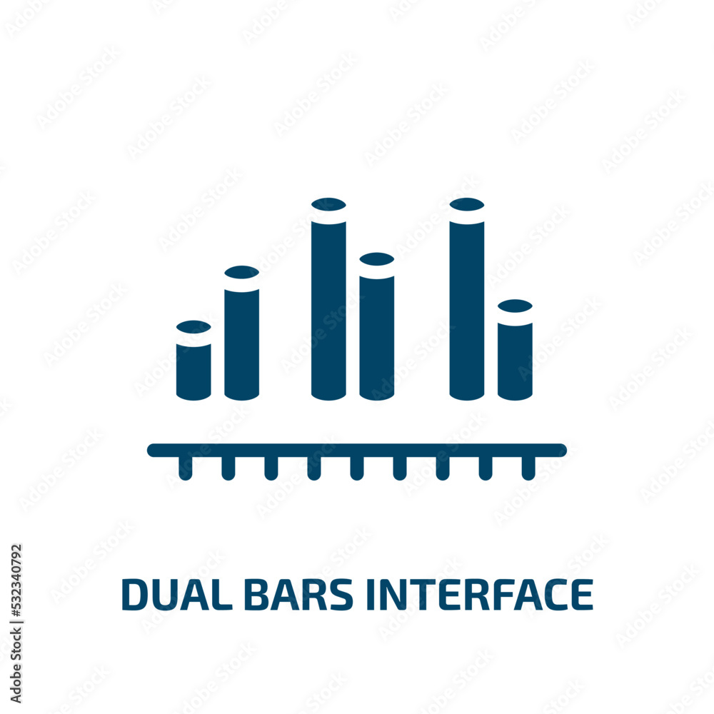 dual bars interface icon from user interface collection. Filled dual bars interface, data, interface glyph icons isolated on white background. Black vector dual bars interface sign, symbol for web