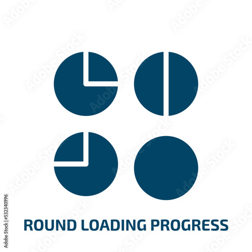 round loading progress icon from user interface collection. Filled round loading progress, bar, download glyph icons isolated on white background. Black vector round loading progress sign, symbol for