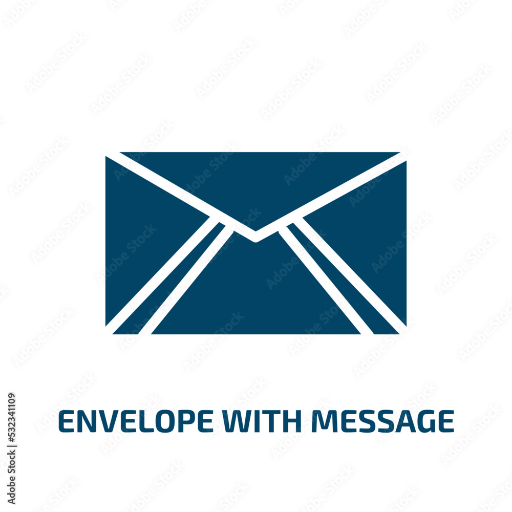 Fototapeta premium envelope with message icon from user interface collection. Filled envelope with message, business, message glyph icons isolated on white background. Black vector envelope with message sign, symbol for
