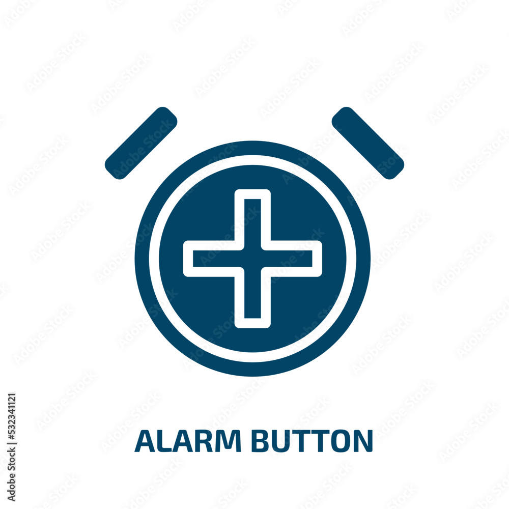 Fototapeta premium alarm button icon from user interface collection. Filled alarm button, button, alarm glyph icons isolated on white background. Black vector alarm button sign, symbol for web design and mobile apps