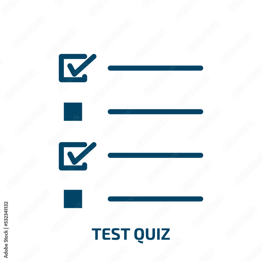 test quiz icon from user interface collection. Filled test quiz, quiz, test glyph icons isolated on white background. Black vector test quiz sign, symbol for web design and mobile apps test quiz icon from user interface collection. Filled test quiz, quiz, test glyph icons isolated on white background. Black vector test quiz sign, symbol for web design and mobile apps