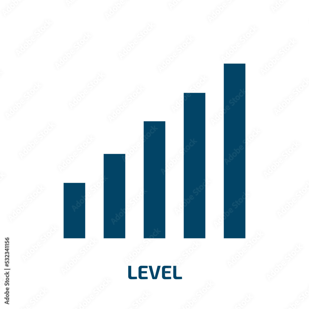 level icon from user interface collection. Filled level, interface, arrow glyph icons isolated on white background. Black vector level sign, symbol for web design and mobile apps level icon from user interface collection. Filled level, interface, arrow glyph icons isolated on white background. Black vector level sign, symbol for web design and mobile apps