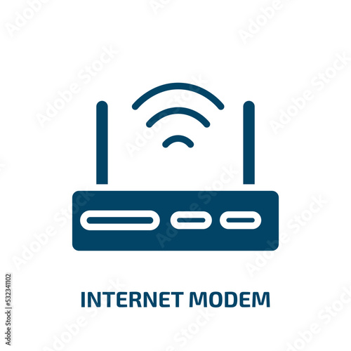 internet modem icon from user interface collection. Filled internet modem, router, modem glyph icons isolated on white background. Black vector internet modem sign, symbol for web design and mobile