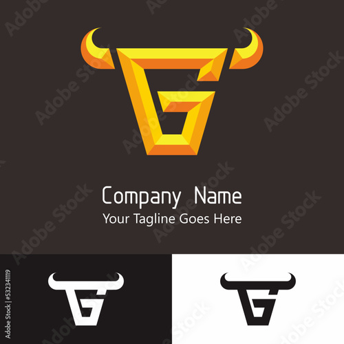 Letter G alphabet in the bull head shape for initial logo.