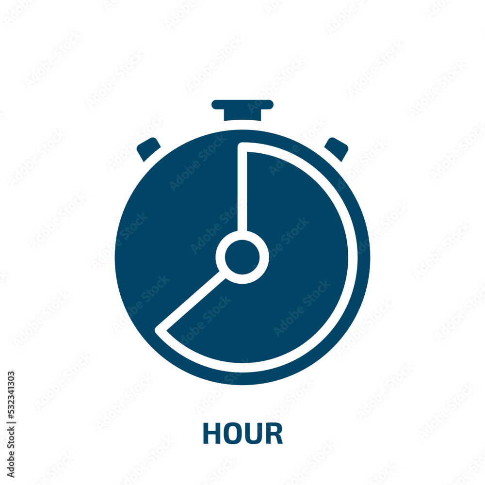 hour icon from user interface collection. Filled hour, time, business glyph icons isolated on white background. Black vector hour sign, symbol for web design and mobile apps hour icon from user interface collection. Filled hour, time, business glyph icons isolated on white background. Black vector hour sign, symbol for web design and mobile apps