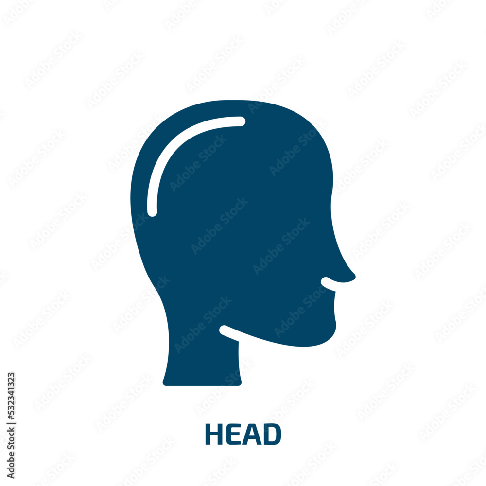 head icon from user interface collection. Filled head, business, human glyph icons isolated on white background. Black vector head sign, symbol for web design and mobile apps head icon from user interface collection. Filled head, business, human glyph icons isolated on white background. Black vector head sign, symbol for web design and mobile apps