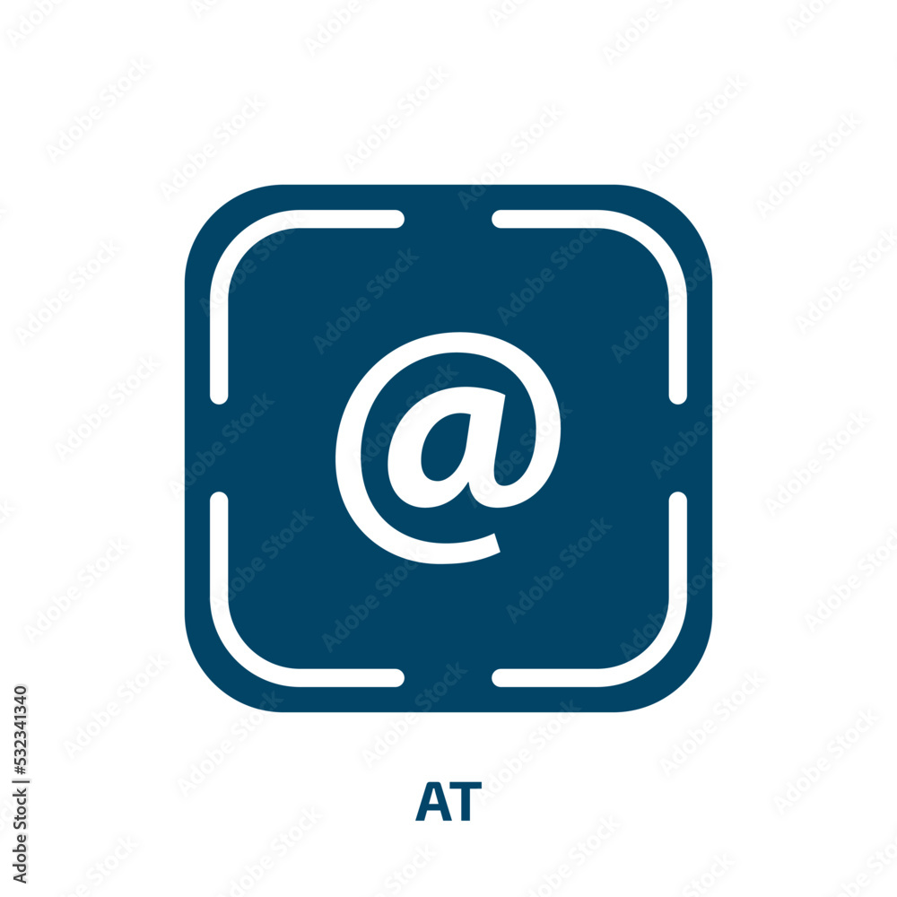 at icon from user interface collection. Filled at, internet, business glyph icons isolated on white background. Black vector at sign, symbol for web design and mobile apps at icon from user interface collection. Filled at, internet, business glyph icons isolated on white background. Black vector at sign, symbol for web design and mobile apps