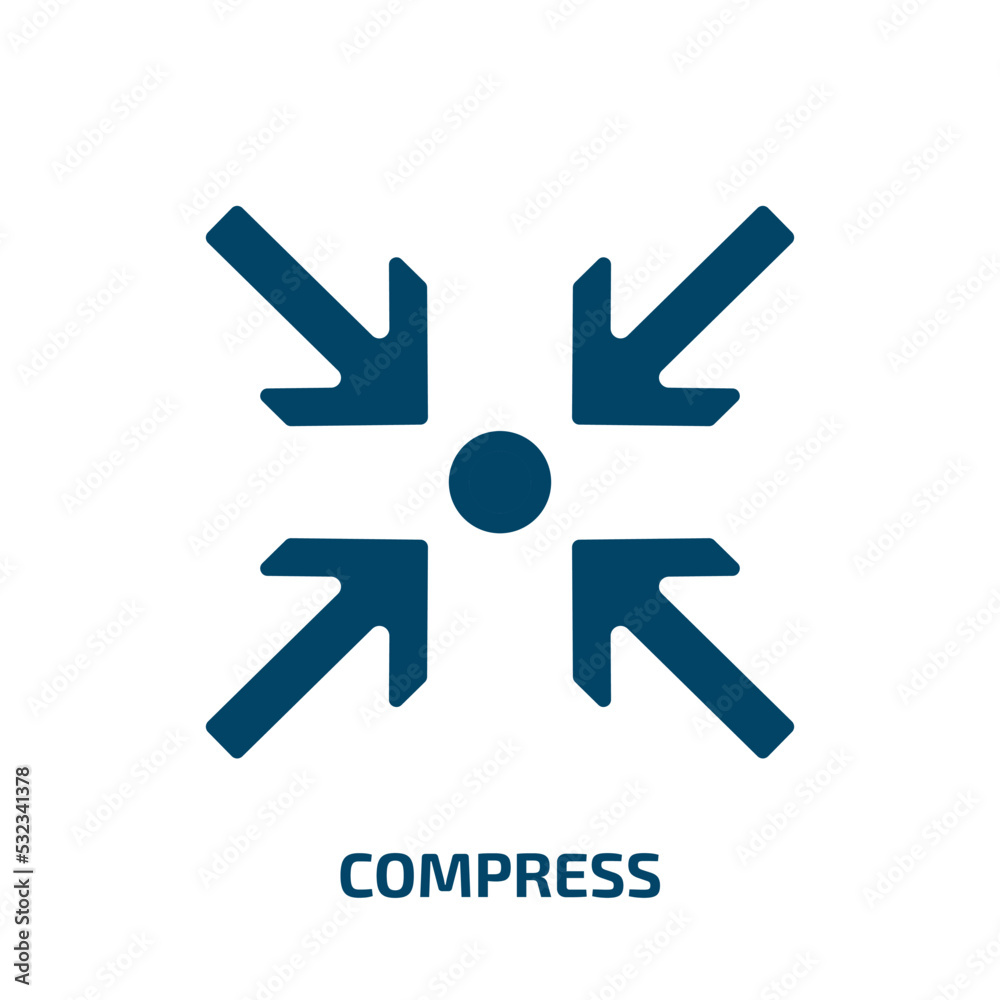 compress icon from user interface collection. Filled compress, data