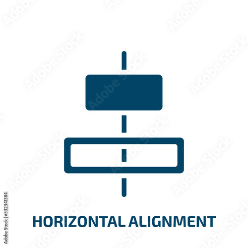 horizontal alignment icon from user interface collection. Filled horizontal alignment, horizontal, tool glyph icons isolated on white background. Black vector horizontal alignment sign, symbol for web