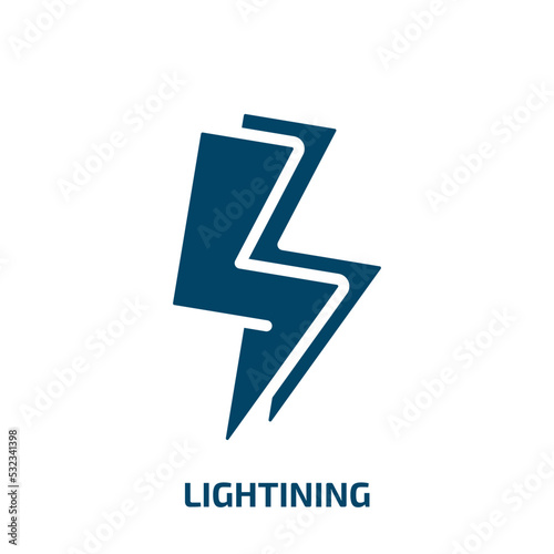 lightining icon from user interface collection. Filled lightining, thunderbolt, thunder glyph icons isolated on white background. Black vector lightining sign, symbol for web design and mobile apps photo