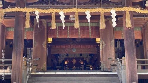 The old house of Shinto shrine, the Gojyoten Jinjya in Ueno Tokyo Japan, year 2022 September photo