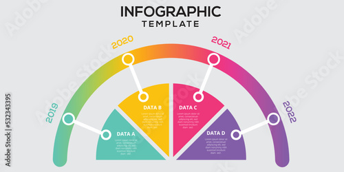 Vector idea half circle infographic template for graphs, charts, diagrams. Business concept with 4options, parts, steps, processes.