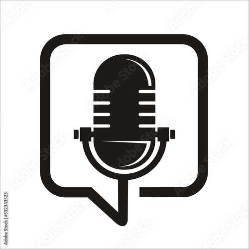 simple old microphone black icon