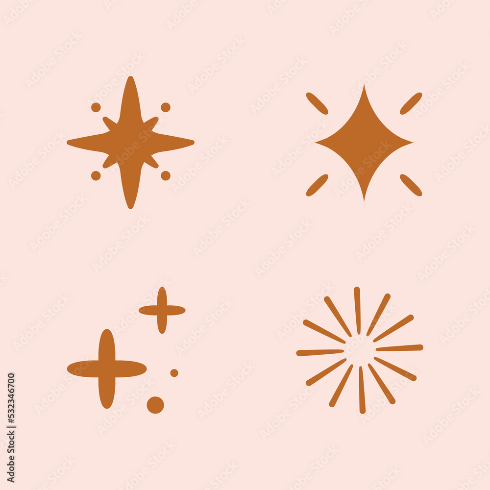 Hand drawn sparkling star collection vector Hand drawn sparkling star collection vector
