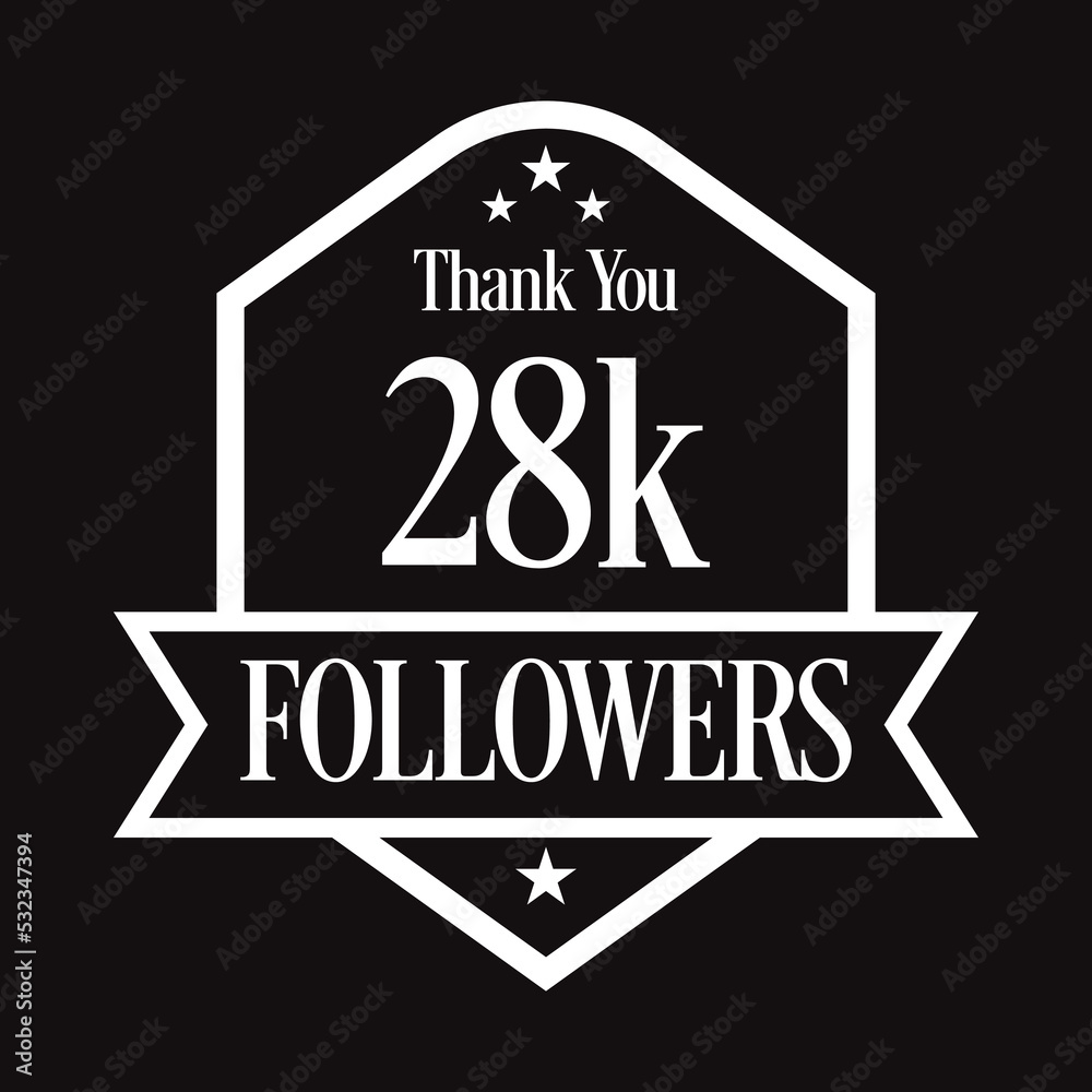 Thank you 28K followers, 28000 followers celebration, Vector Illustration Thank you 28K followers, 28000 followers celebration, Vector Illustration