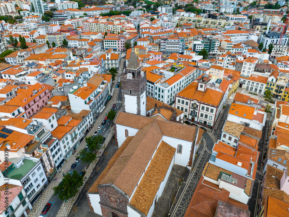Funchal Aerial View. Funchal is the Capital and Largest City of Madeira Island in Portugal. Europe. 