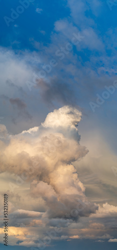 Fantastic clouds at sunrise, vertical panorama © StepStock