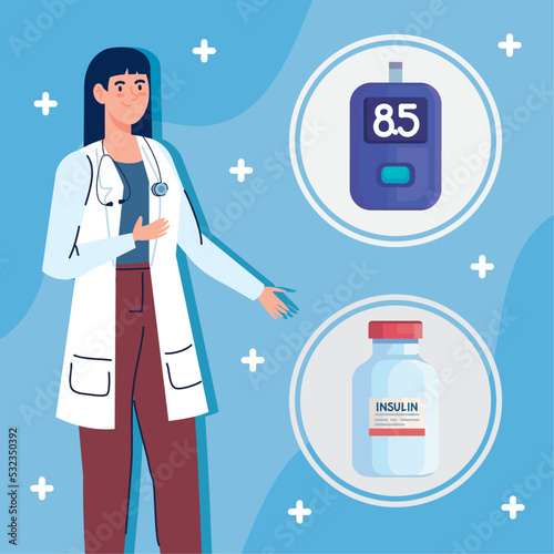 doctor with glucometer and insulin