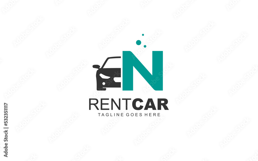 N logo rental for branding company. transportation template vector illustration for your brand. N logo rental for branding company. transportation template vector illustration for your brand.