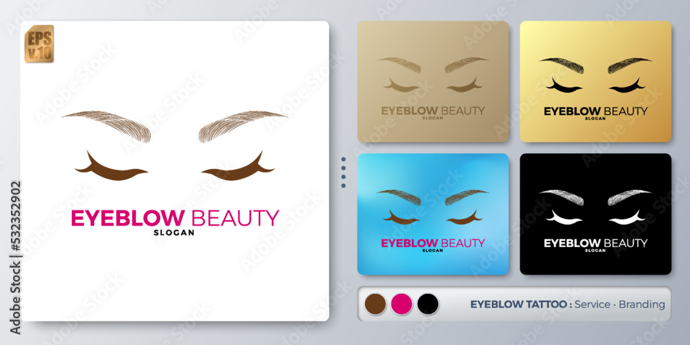 Eyeblow for tattoo vector illustration Logo design. Blank name for insert your Branding. Designed with examples for all kinds of applications. You can used for company, identity, tattoo, beauty shop.