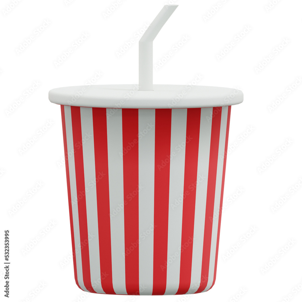 3d render red plastic cup with straw icon 3d render red plastic cup with straw icon