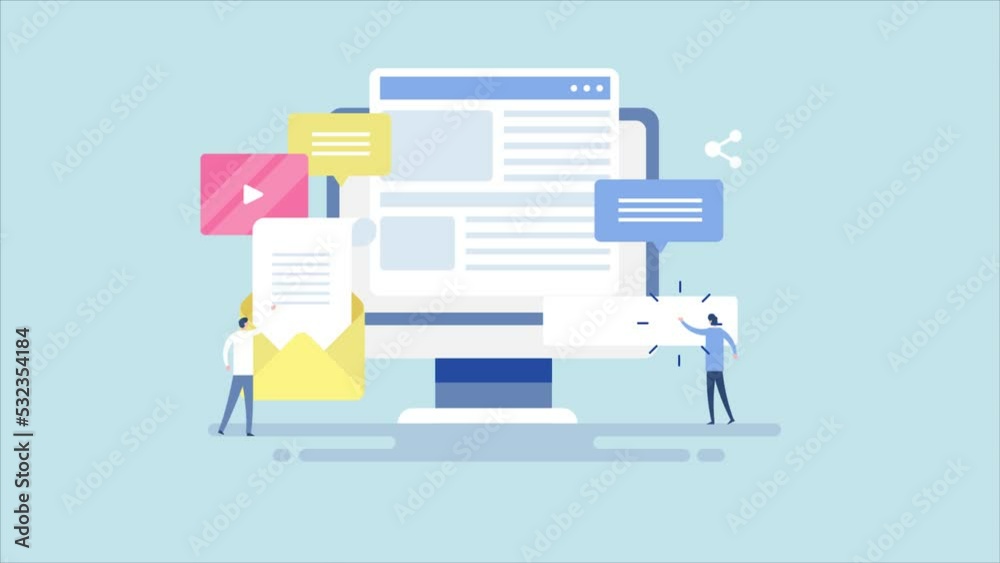 Business people working on content marketing campaign, blogging digital communication message.