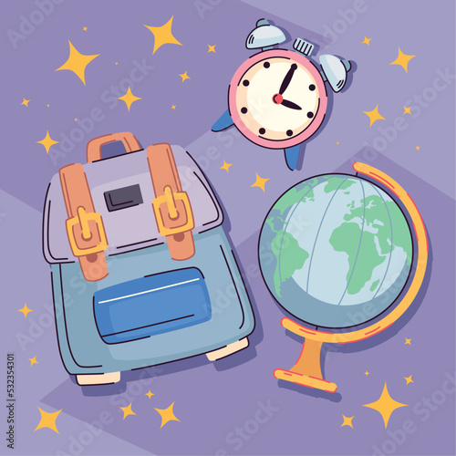 schoolbag and world map