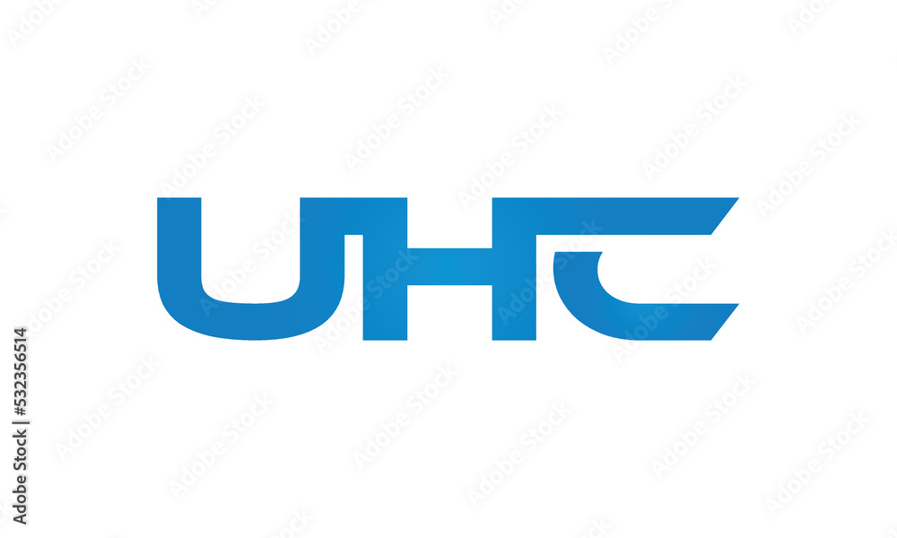UHC monogram linked letters, creative typography logo icon