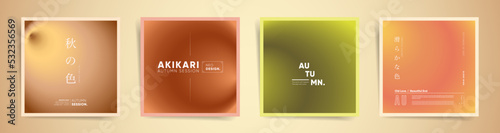 Autumn gradient aesthetic square posts set. Minimal vector background covers.	