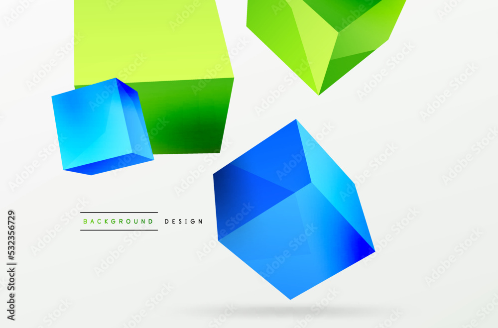 3d cubes vector abstract background. Composition of 3d square shaped basic geometric elements. Trendy techno business template for wallpaper, banner, background or landing 3d cubes vector abstract background. Composition of 3d square shaped basic geometric elements. Trendy techno business template for wallpaper, banner, background or landing