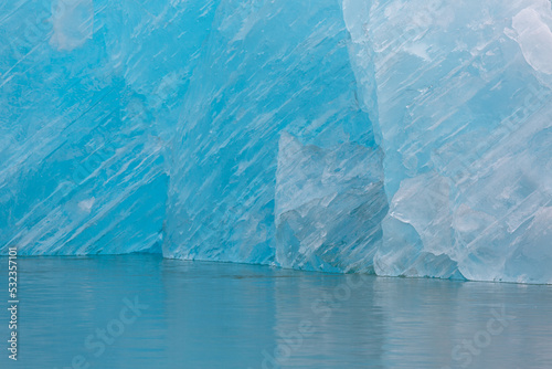 glacial ice floating in Tracy arm in South East Alaska