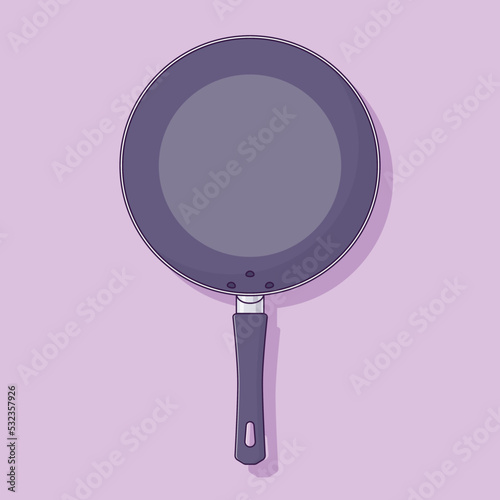 Frying Pan Vector Icon Illustration. Kitchenware Vector. Flat Cartoon Style Suitable for Web Landing Page, Banner, Flyer, Sticker, Wallpaper, Background