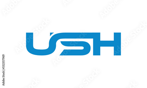 USH monogram linked letters, creative typography logo icon photo