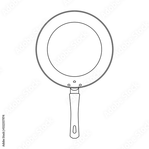 Frying Pan Outline Icon Illustration on White Background