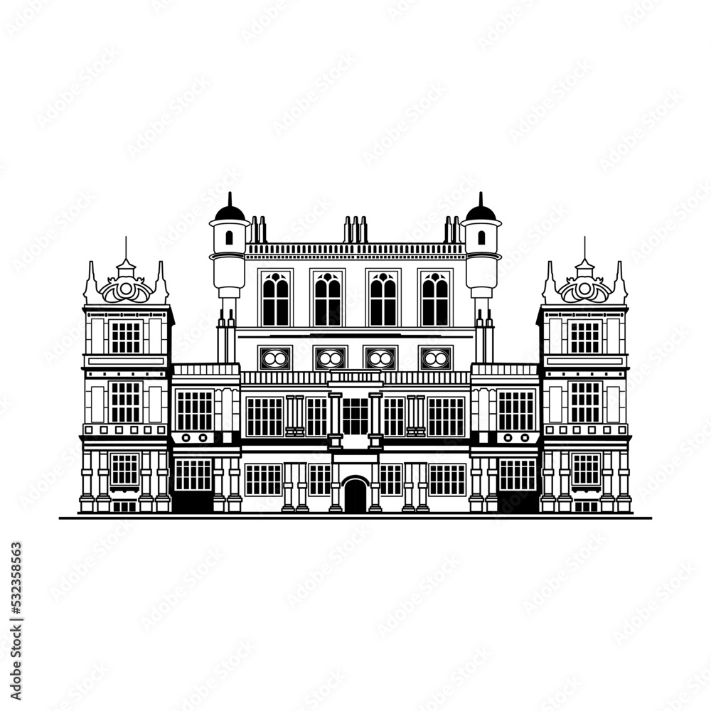 Wollaton Hall building illustration design vector
