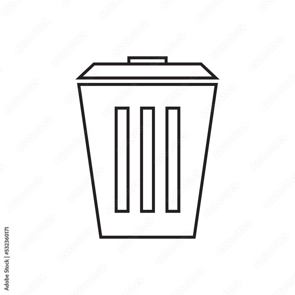 Graphic flat trash icon for your design and website Graphic flat trash icon for your design and website