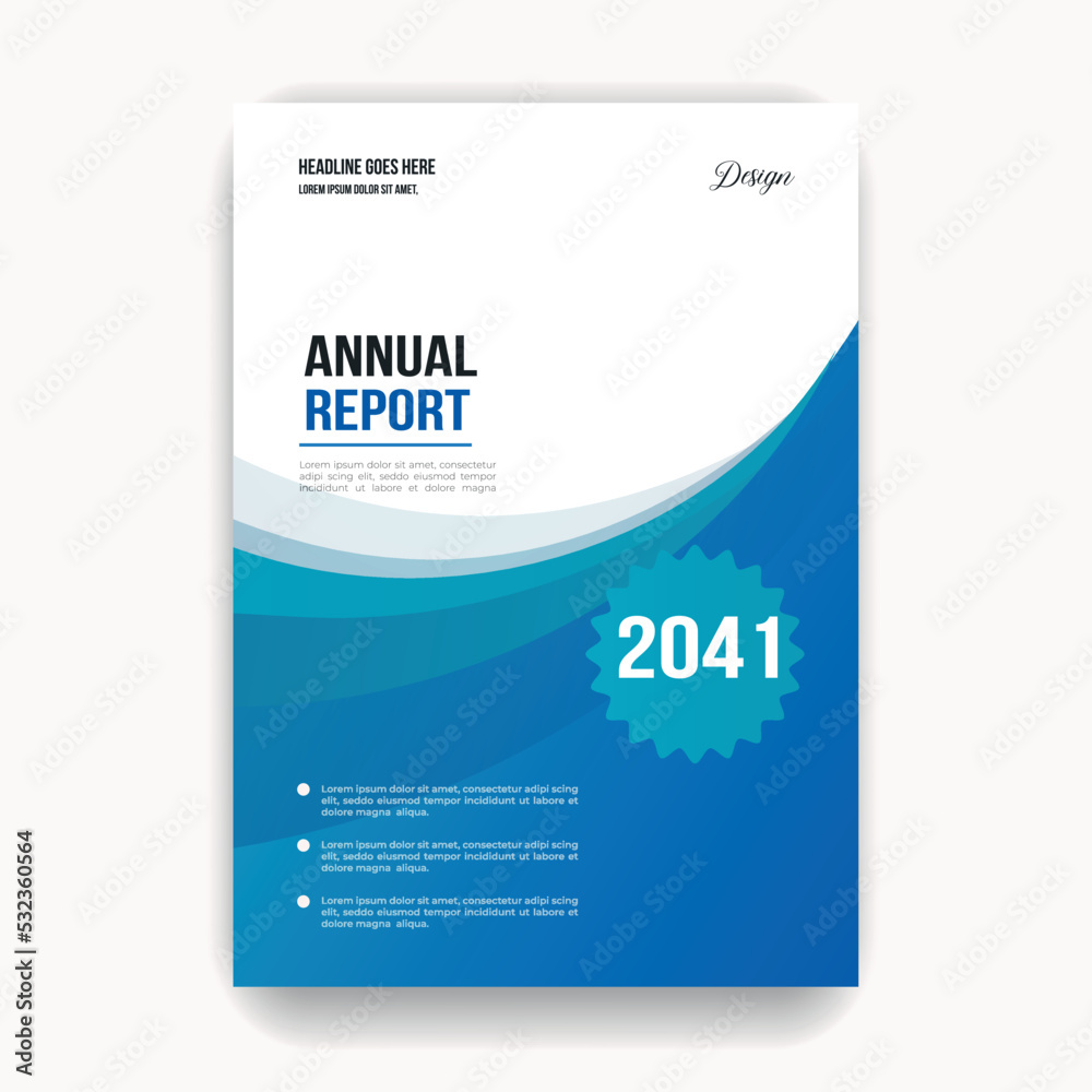 Abstract blue wavy annual report cover design templates