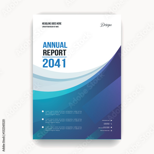 Abstract blue wavy annual report cover design templates
