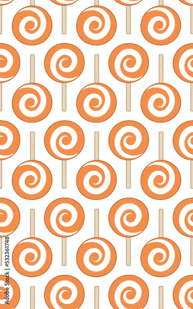 Fototapeta premium Halloween, seamless pattern with candy sweets on stick lollipop.