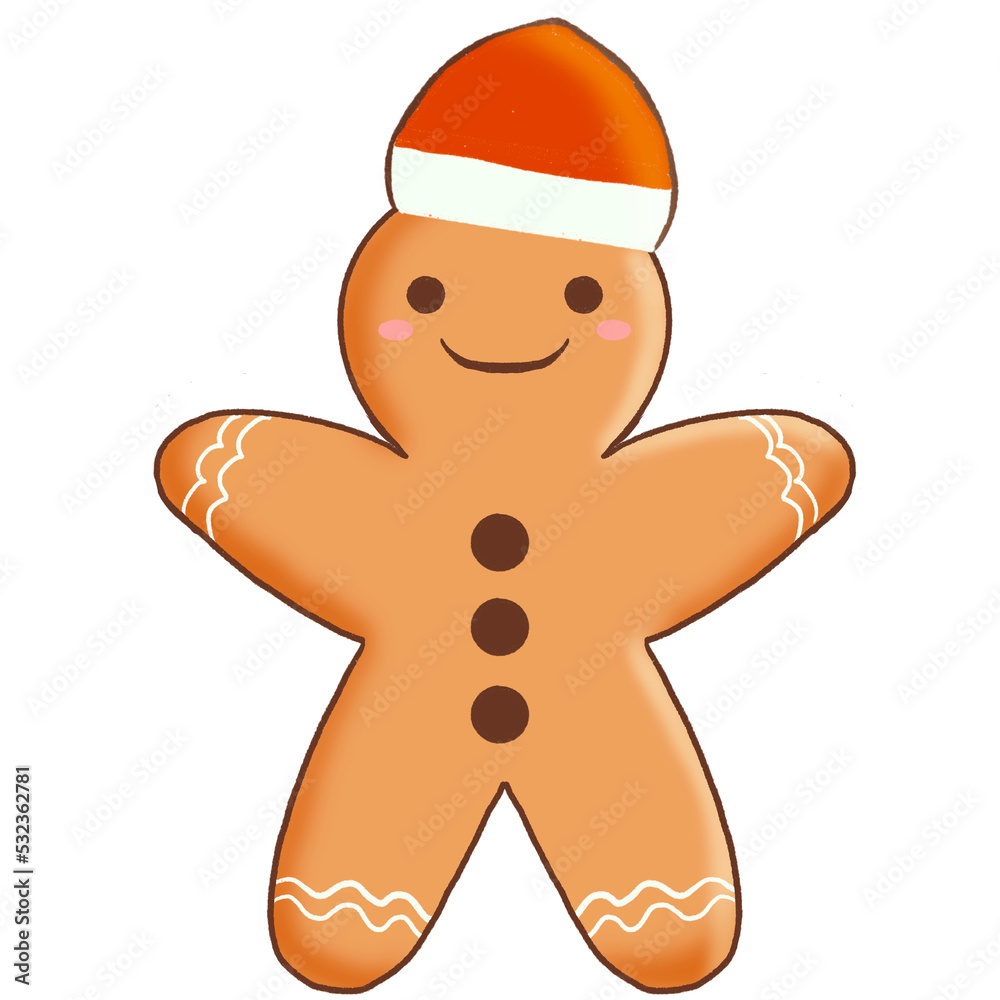 Obraz premium christmas man or gingerbread man with Santa hat.